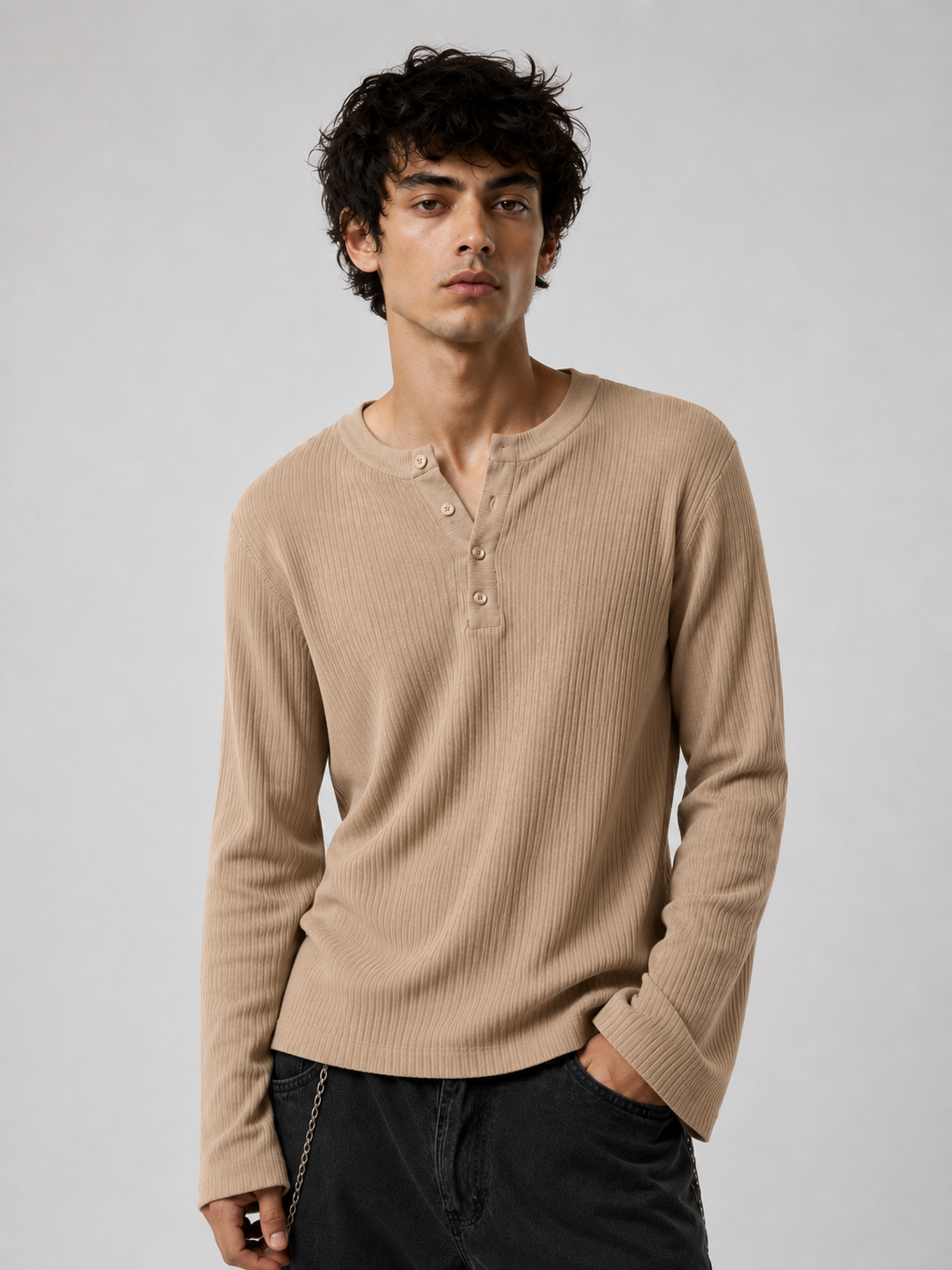 Henley Full Sleeve # Oatmeal beige - View 2