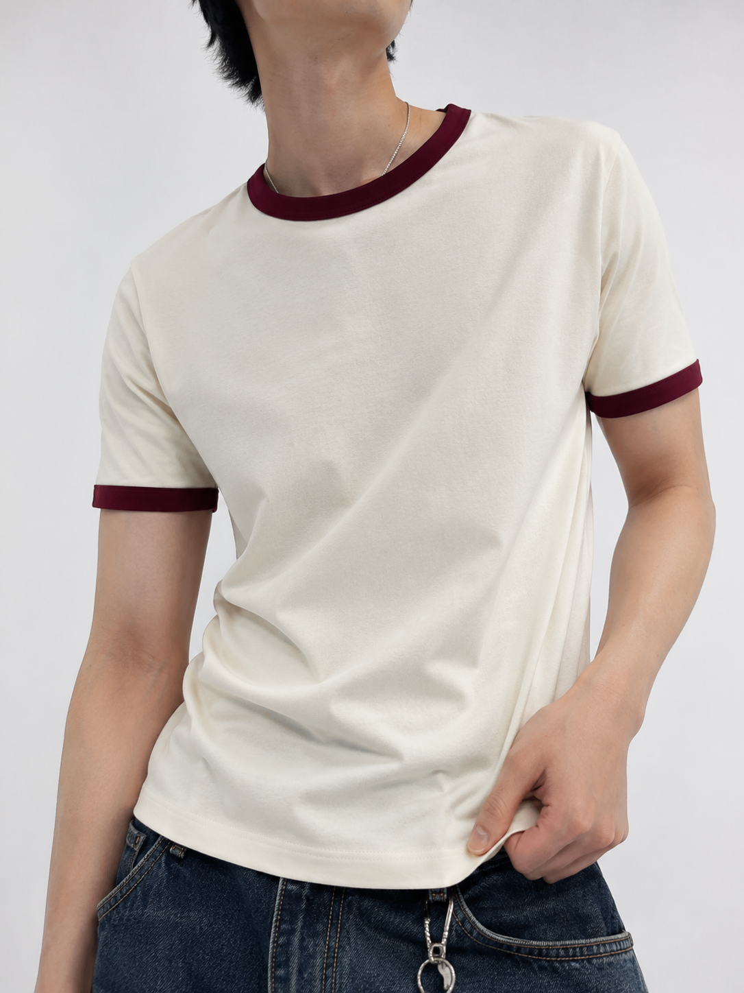Ringer Tshirt maroon and white - View 1