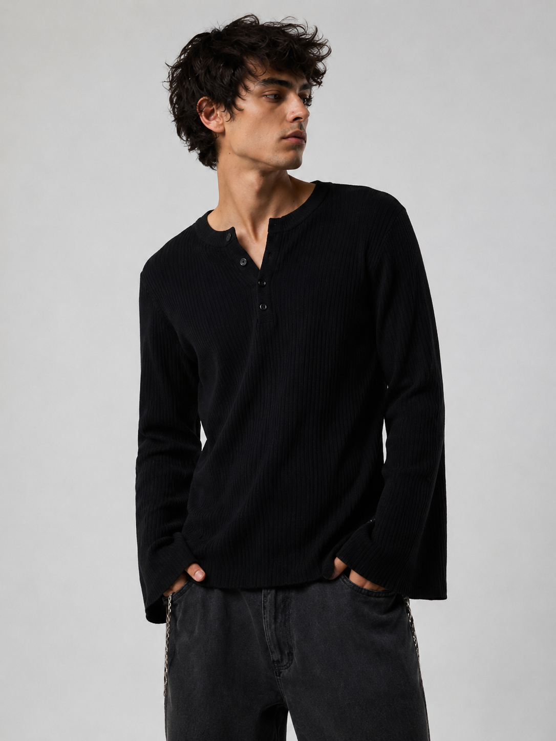 Henley Full sleeve Black # - View 3