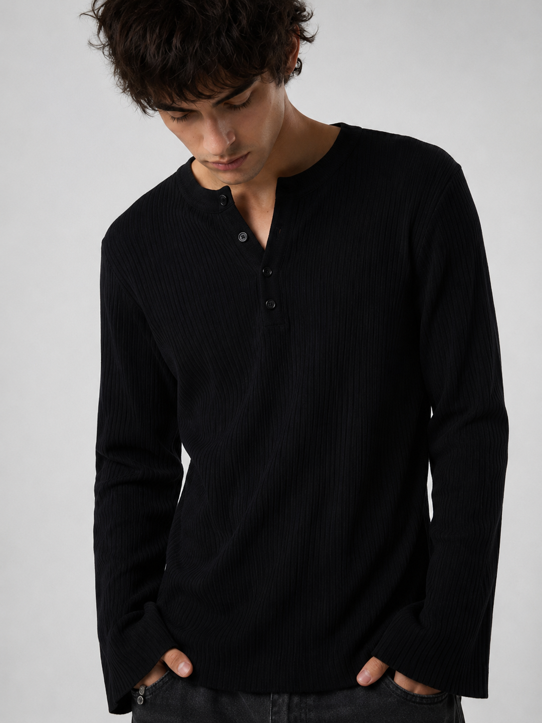 Henley Full sleeve Black # - View 2